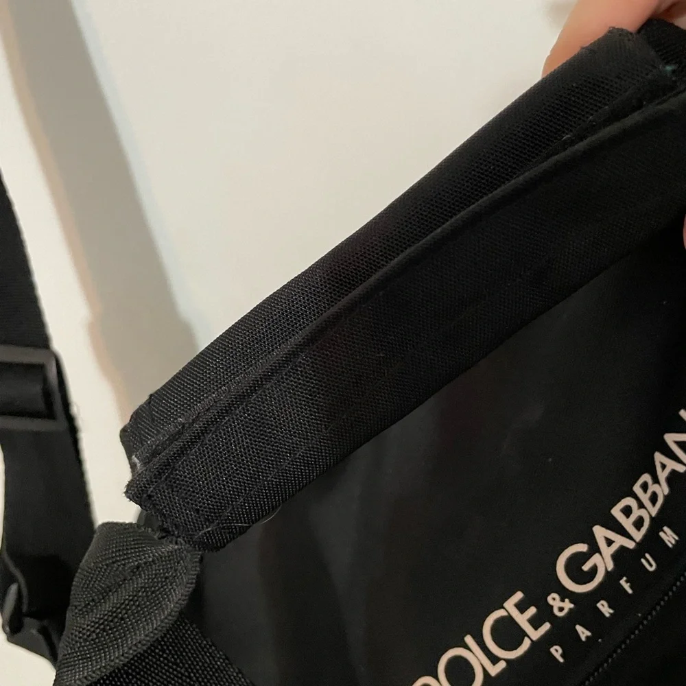 Authentic Dolce & Gabbana parfum Black Nylon Large duffle Bag 19” x 9” x 11”